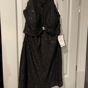 Black Lace Illusion Cocktail Dress